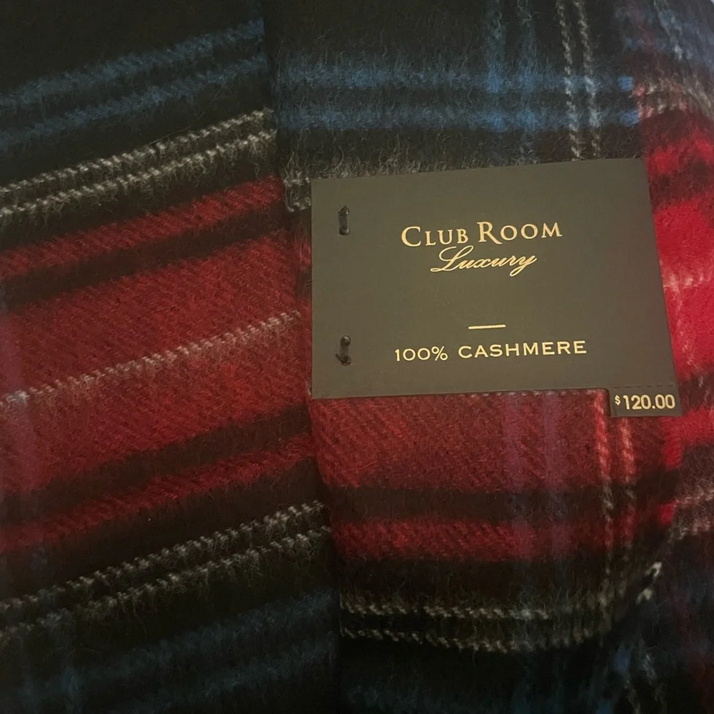 NWT Club Room Mens Plaid Cashmere Scarf - Picture 2 of 10